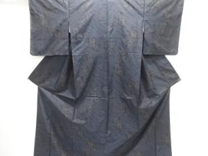 未使用品　枝花模様織り出し本場泥大島紬着物アンサンブル